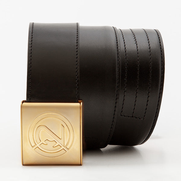 CAESAR 46 mm Leder Schwarz IN2 Chrom Gold Matt Verschluss