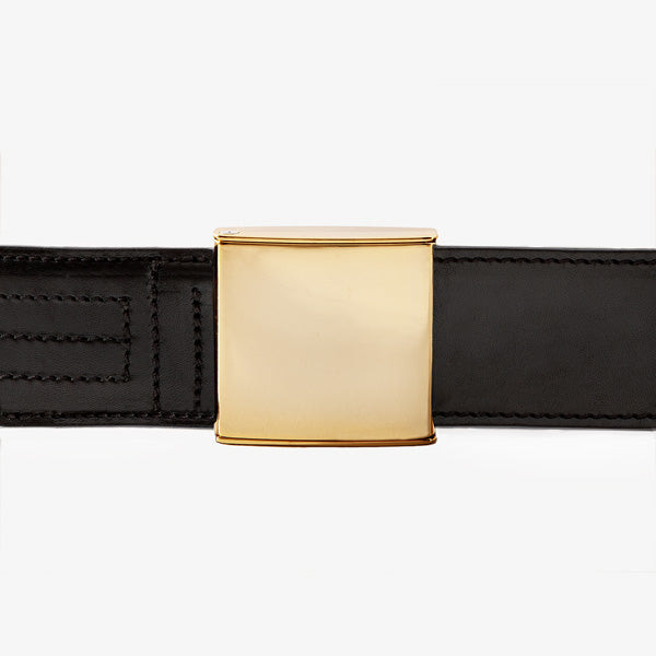 AUREL 46 mm Leder Schwarz Basic Chrom Gold Glanz Verschluss