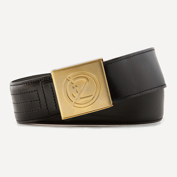 CAESAR 46 mm Leder Schwarz IN2 Chrom Gold Matt Verschluss