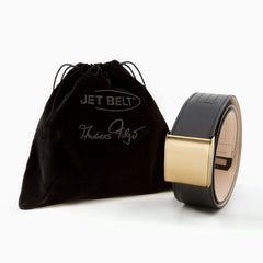 AUREL 46 mm Leder Schwarz Basic Chrom Gold Glanz Verschluss